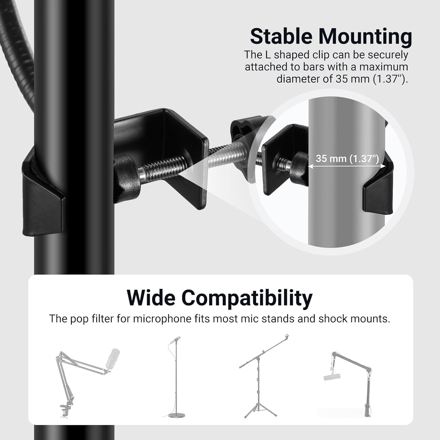 MS044 NEEWER Metal Pop Filter for Microphone, Six Layer Professional Foam Mic Isolation Shield Windscreen Cover