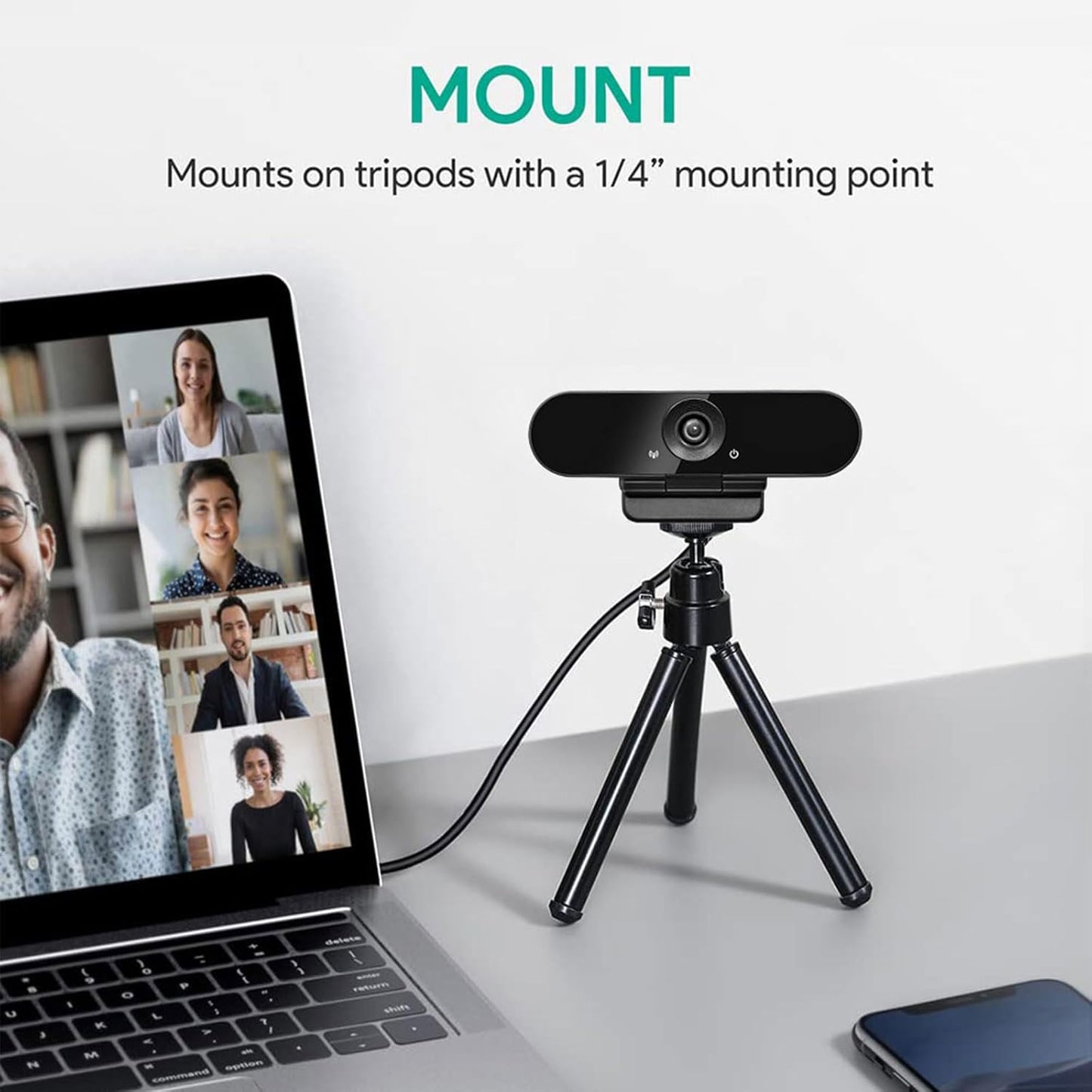 WEUNKNOWN 1080p Webcam with Dual Stereo Microphones & Privacy Cover, Full HD USB Desktop Web Computer Camera with Auto