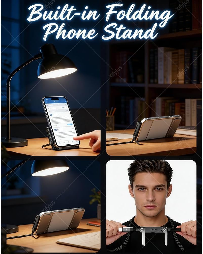 HAFRILY 2-in-1 240W (1pc, Invisible Holder Charger Cable, Stand Data Cable, Sideways Phone Charger, Invisible Holder