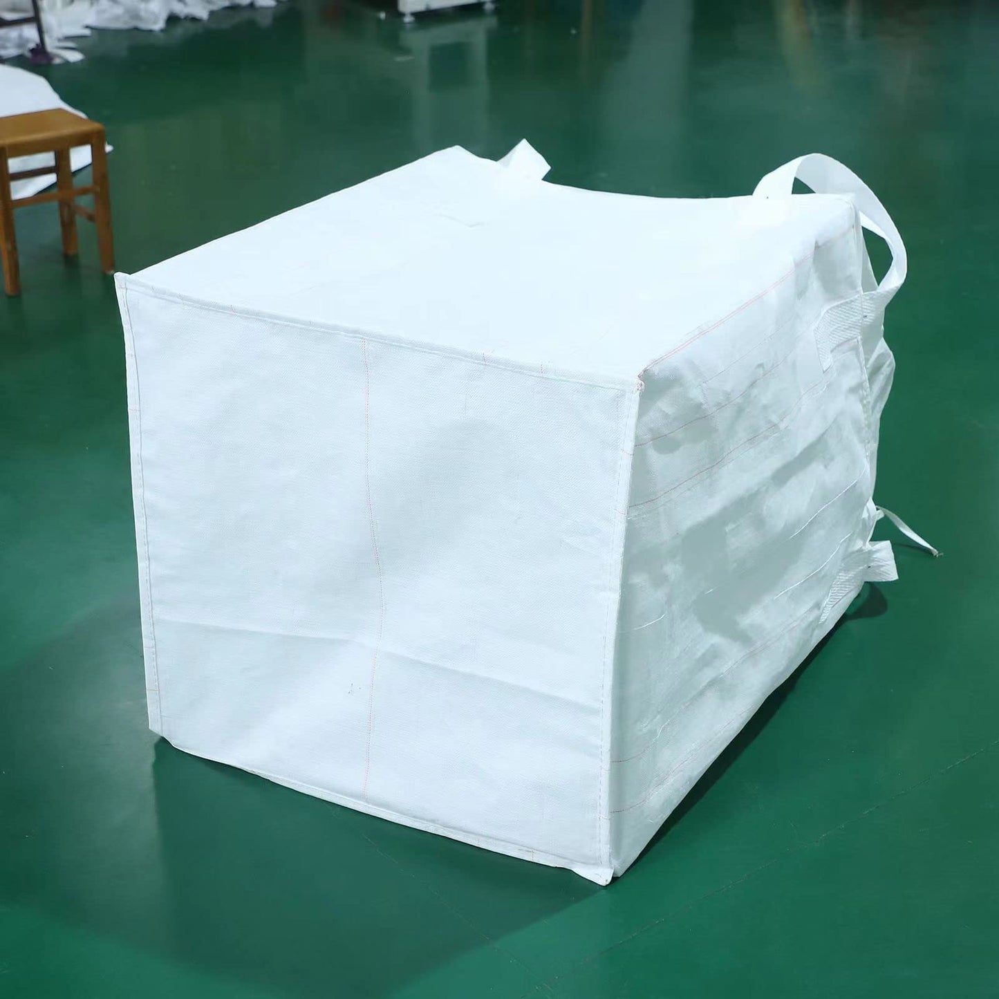 ChenGuang FIBC Bulk Bags, 2-Pack: 1-Ton (2,200-Pound) Heavy-Duty Super Bags, 35“ x 35” x 43" Woven Polypropylene Construction Waste Bags with 4 Lifting Eyelets and Duffle Top for Debris, Gravel,