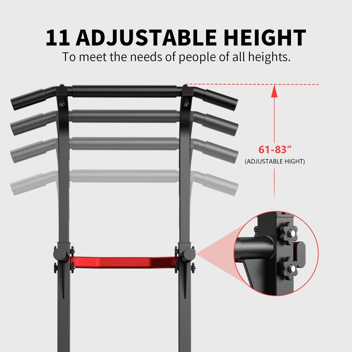 ZENOVA Pull Up Bar Dip Bar Power Tower Workout Dip Station Height Adjustable Free Standing Chin Up Bar for Men Women Teens 300LBS Weight Capacity