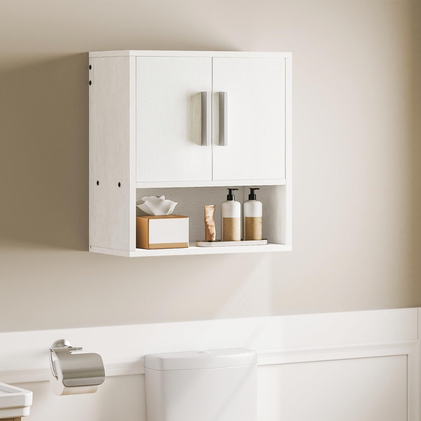 HOOBRO Bathroom Wall Cabinet, Medicine Cabinet, 15 x 7.1 x 16.1Inches, Adjustable Shelf, Over The Toilet Wall Storage Cabinet, for Bathroom, Bedroom, White