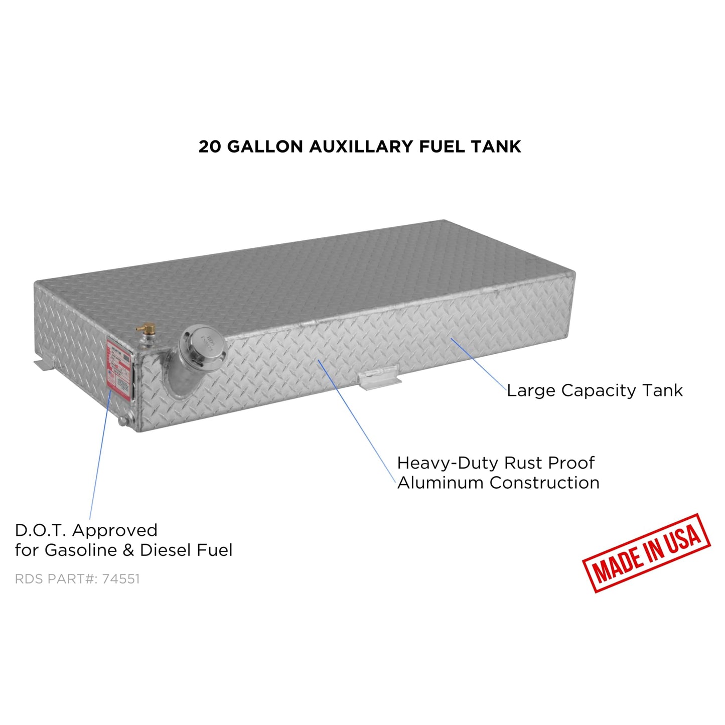 Rds Aluminum 74551 20 Gal Rectangular Auxiliary Fuel Tank44