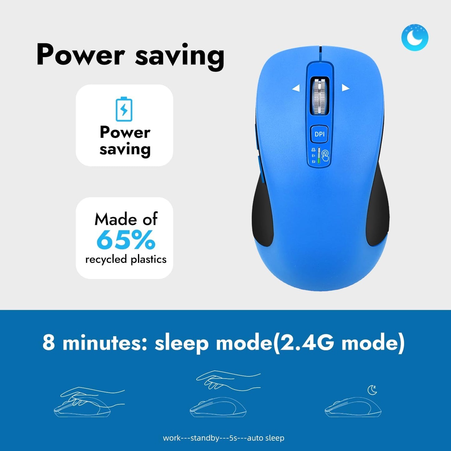 CITLLA BT1 BT2), 4-Way Wireless Bluetooth Mouse (USB + + Full Size, Scrolling, Multi-Device Silent Mouse for Computer