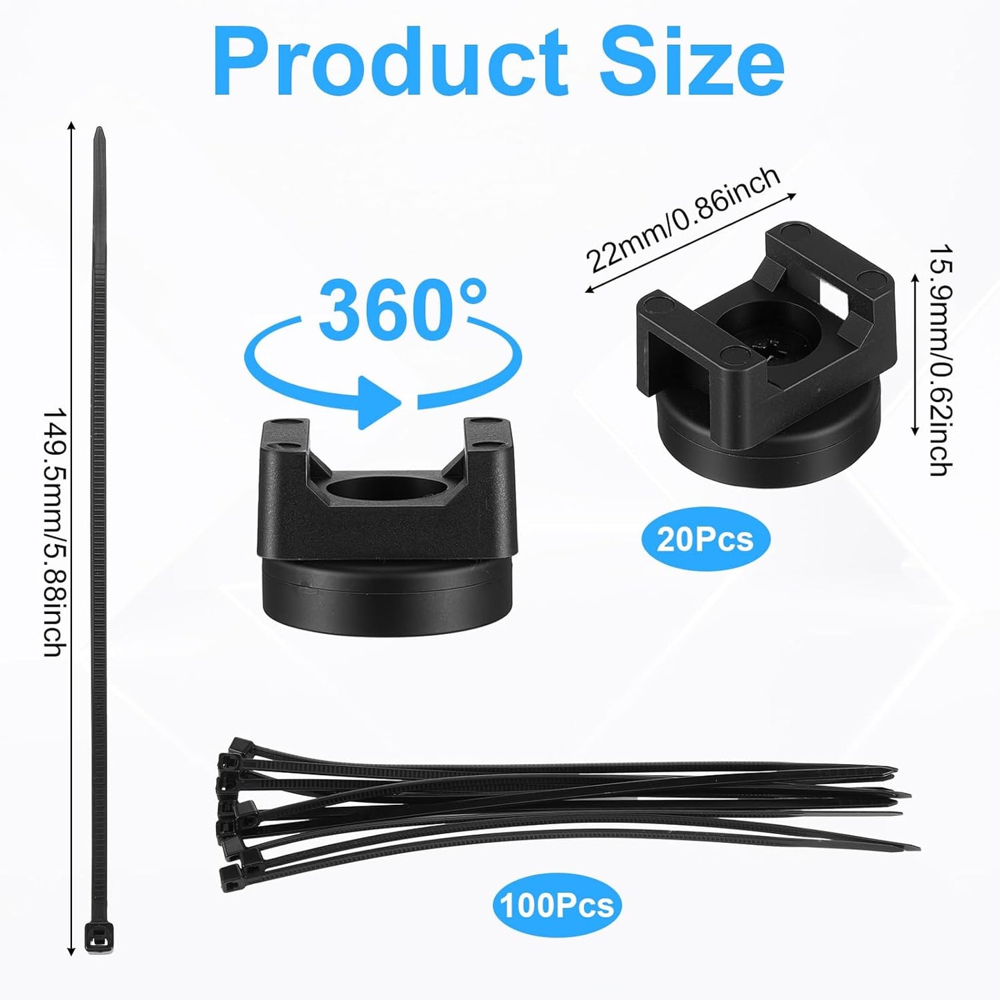 Kegeeei 120Pcs 20 100 Magnetic Zip Tie Mounts Heavy-Duty Magnet Bases & Nylon Cable Ties for Strong, Neat Wire