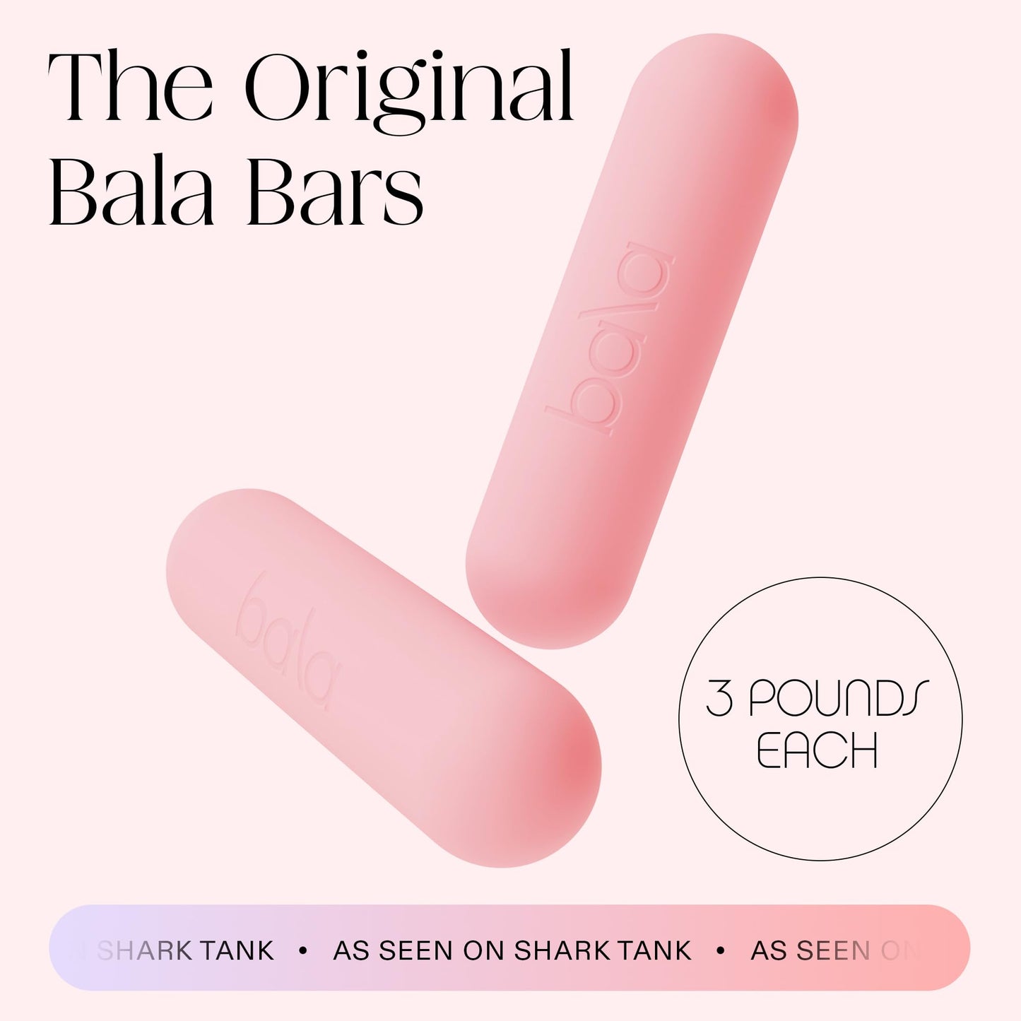 Bala Bars Dumbbell Set for Women & Men, 3lb Dumbbells (Blush) - Set of 2 Bars Designed for Walking, Strength Training, HIIT, Boxing & Aerobics - Dumbbell Weights for Working Out at Home