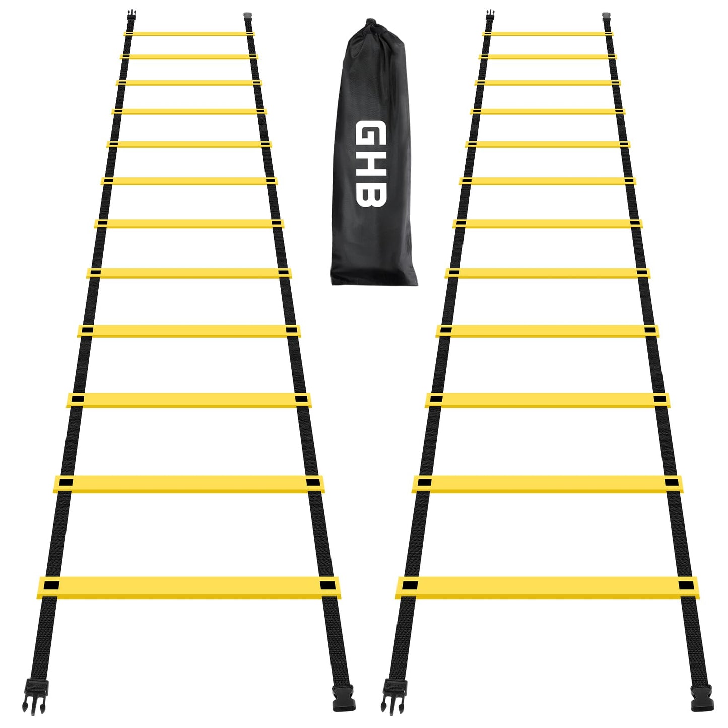 GHB Pro Agility Ladder 2 Pack Agility Training Ladder Speed 12 Rung 20ft with Carrying Bag