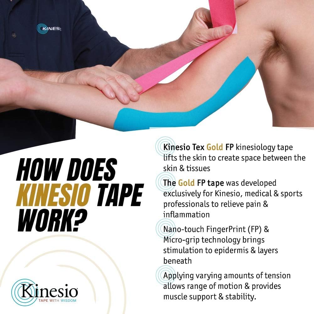 Kinesio Taping - Elastic Therapeutic Athletic Tape Tex Gold FP - Blue – 2 in. x 16.4 ft