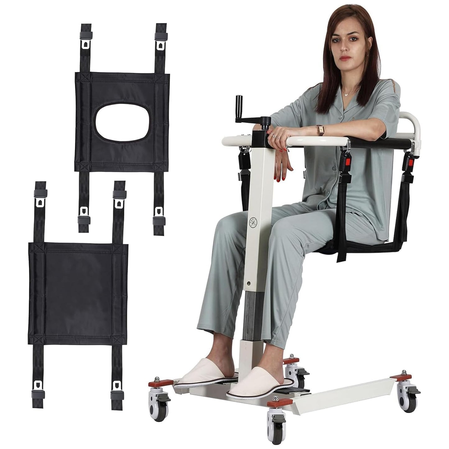 Patient Lift Transfer Chair, Patient Lift for Home, Patient Transfer Lift Wheelchair, Wheelchair Lift for Car, Lightweight Bedside Bathroom Wheelchair for Elderly, 275lbs