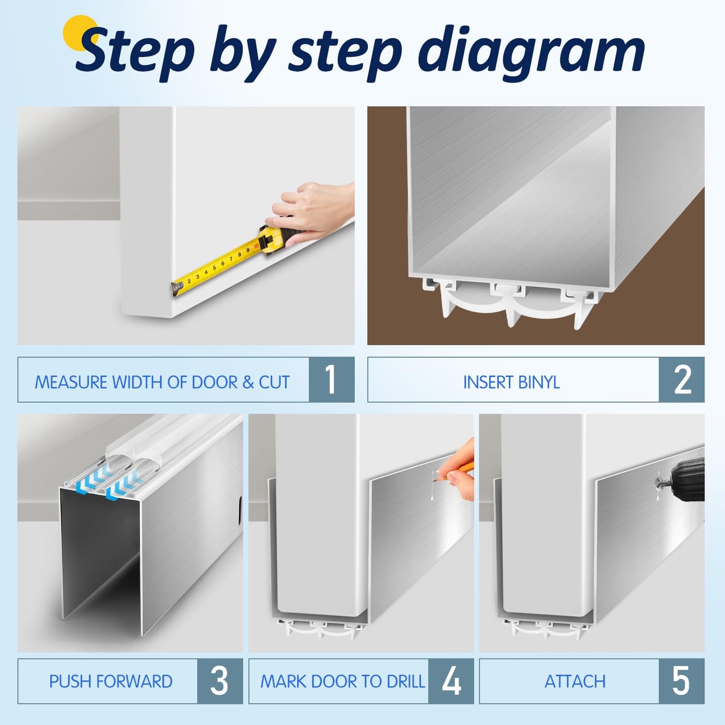 Aluminum Door Draft Stoppers - 39' Weather Stripping Seal for Exterior & Interior Doors