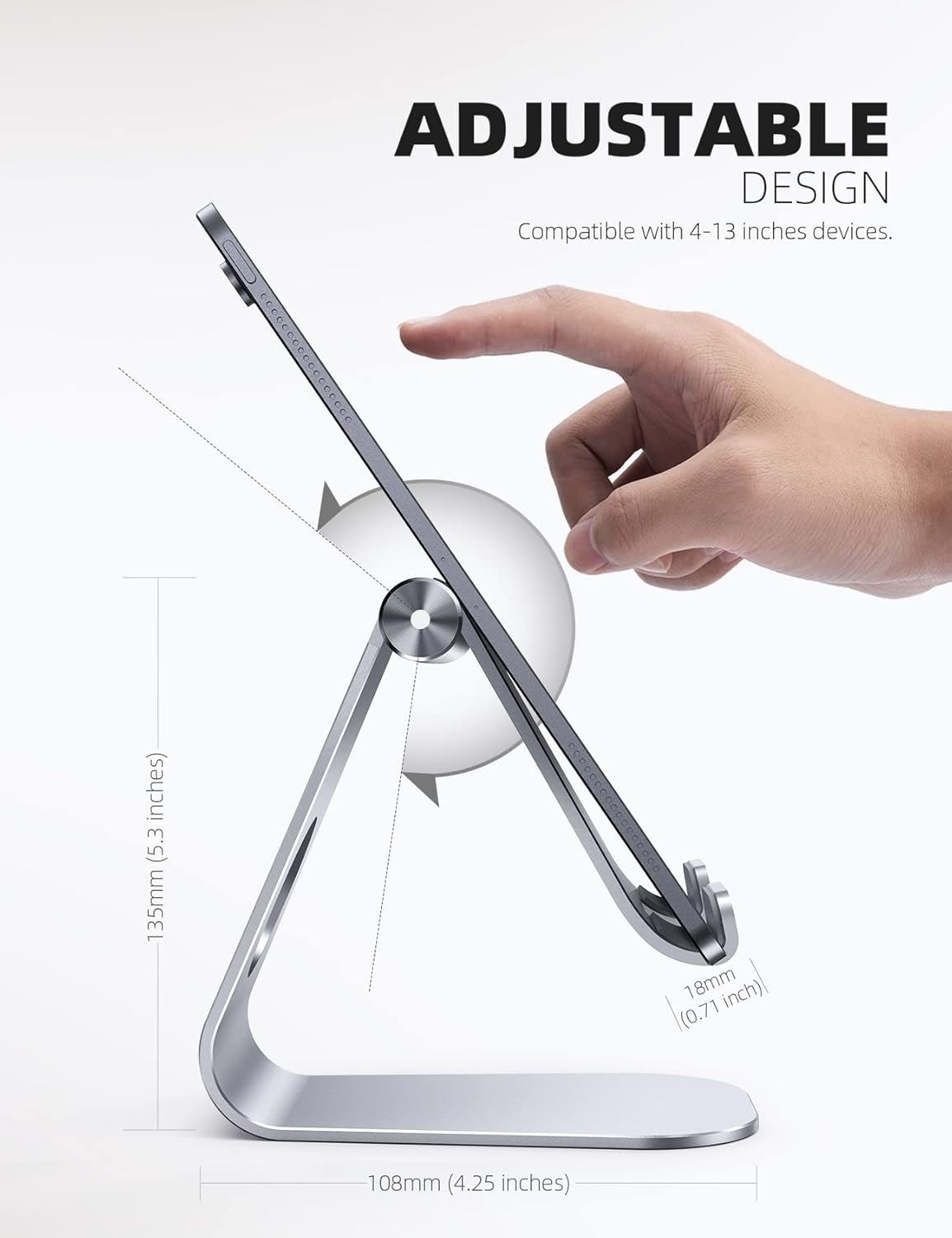 Lamicall 4-13" 11, 9.7, 10.5, 12.9 Tablet Stand, Adjustable Tablet Holder - Desktop Stand Dock Holder for Tablets, iPad