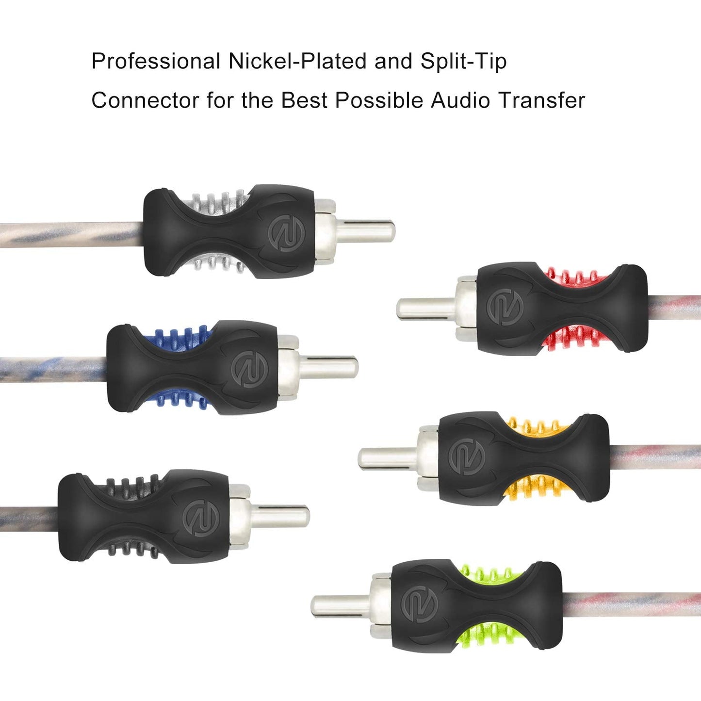 RCI617 99.99% 17ft 6-Channel RECOIL Oxygen Free Copper RCA Audio Cable, Twisted Pair with Noise Reduction