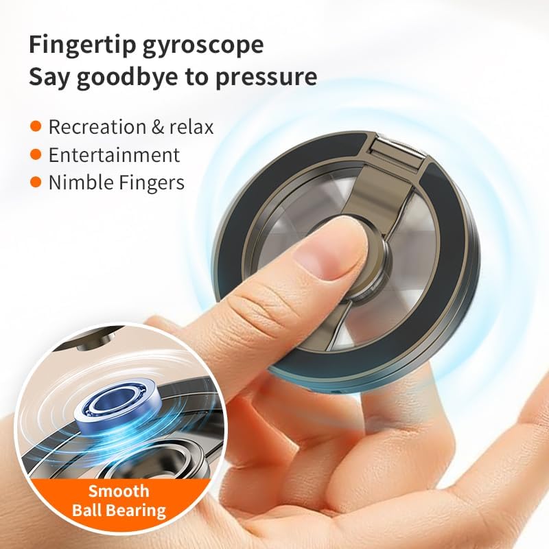 ACCREW Fidget Spinner Magnetic Phone Holder, Phone Grip Stand for iPhone Samsung & Magnetic Cases, Dual Sided Magnet