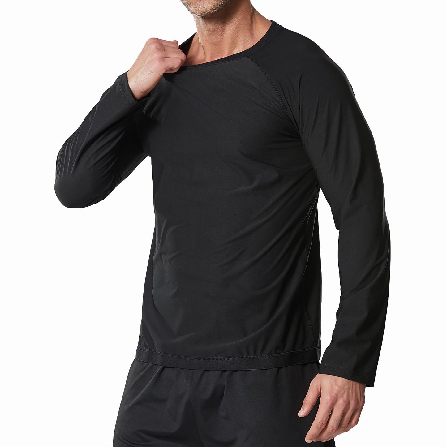Towintec Sauna Suit for Men Long Sleeve Heat Trapping Sweat Shirt Weight Loss Body Shaper Vest Hot Workout Gym Gear Compression Shirts for MMA Training Sports Athletic Body Smoothing Tops（Silver,M）