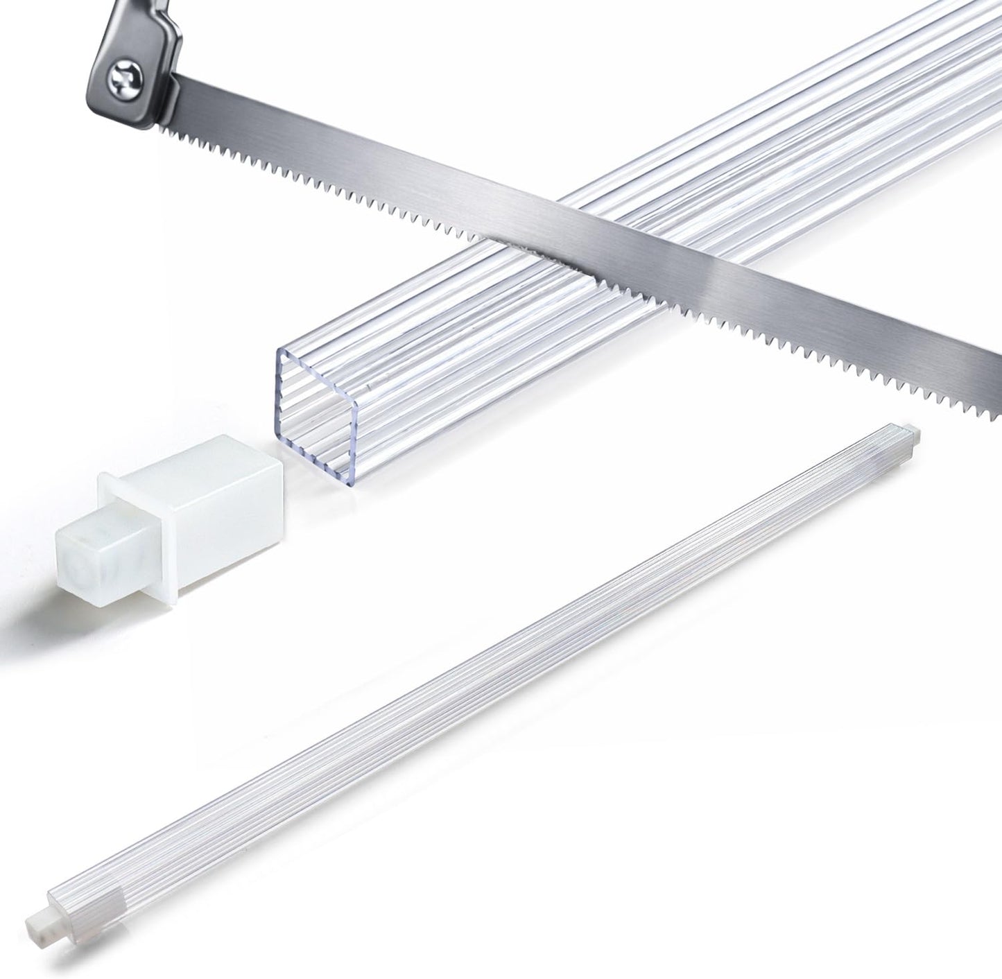 24 Inch Clear Acrylic Towel Bar Replacement Rod for Black Ceramic Holder, Square Spring Loaded Adjustable Insert, Transparent Plastic Bathroom Shower Towel Rack Pole, Cut to Fit, Easy Install