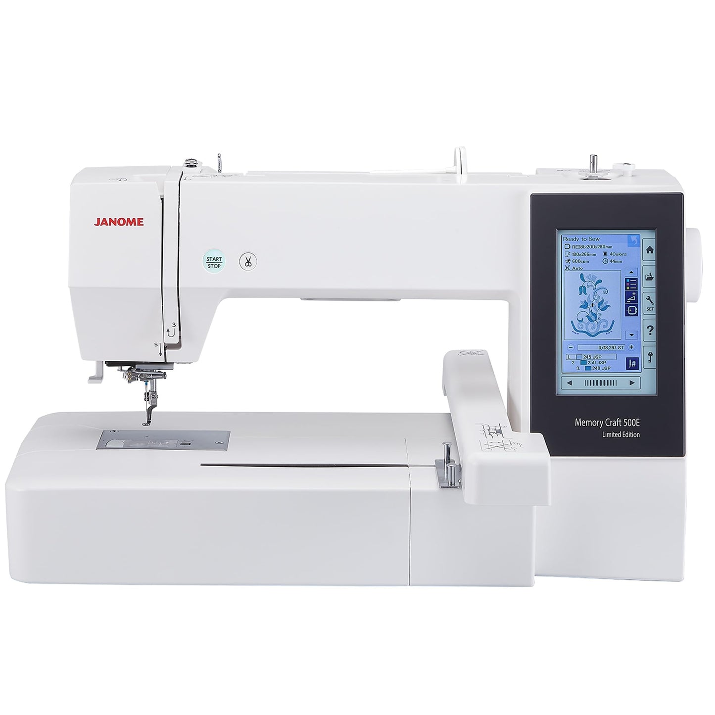 Janome Memory Craft 500E Limited Edition Embroidery Machine with FREE Bundle