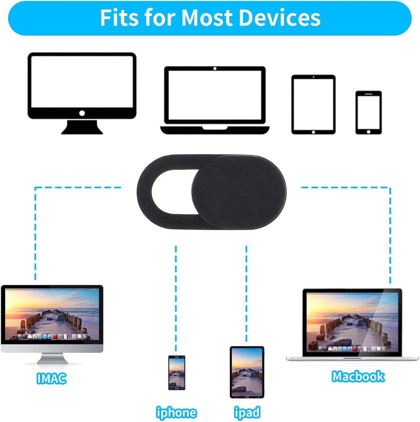 Amabro 8PCS Webcam Cover Slide, Thin Phone Camera Cover Laptop Computer Camera Cover Slide Blocker Slider Lens Cover