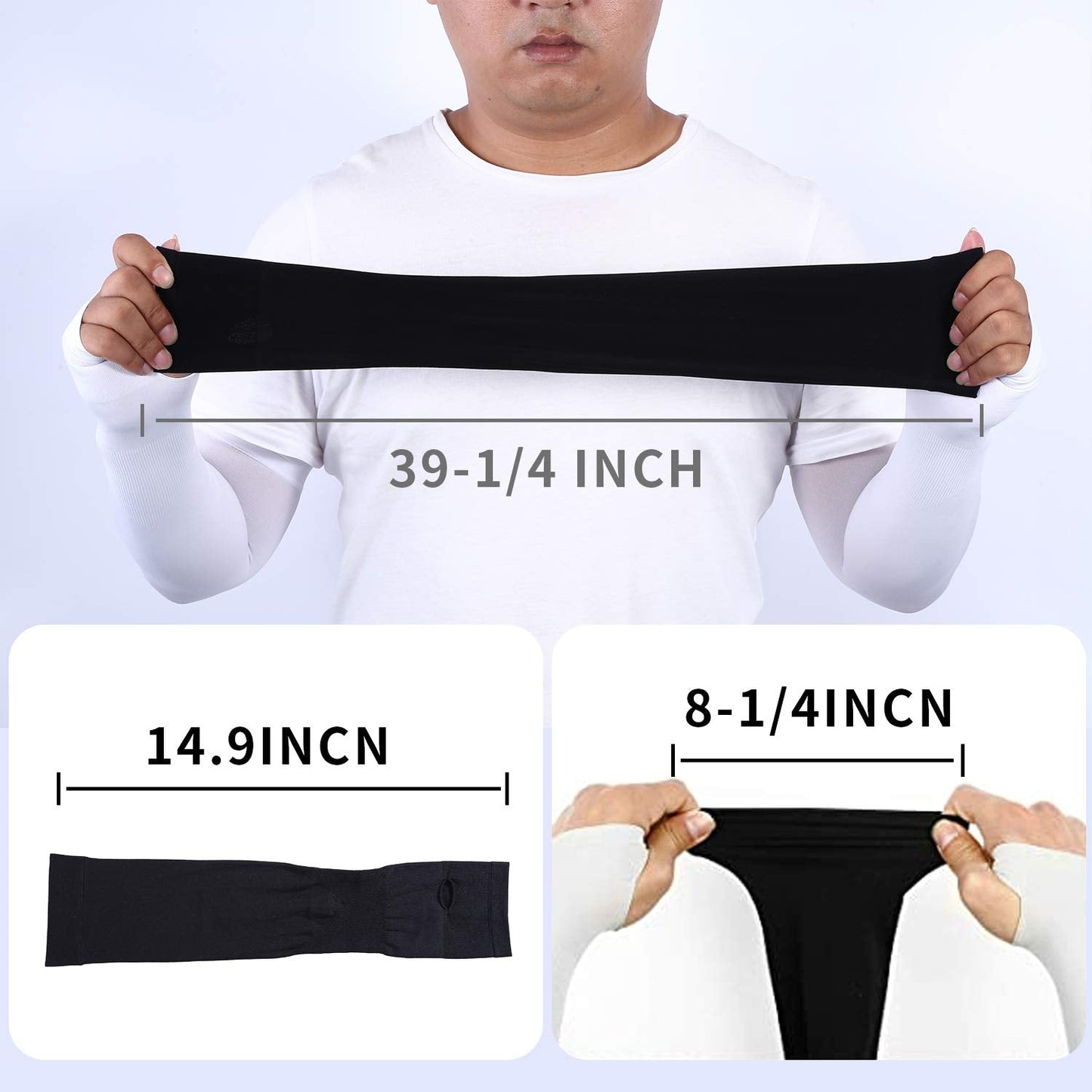 TEVEUNI 2Pairs Arm Sleeves for Women Men with Hand Cover Compression Arm Sleeve Tattoo Cover Up Sleeves to Cover Arms Women's Warm & Cooling Arm Warmers