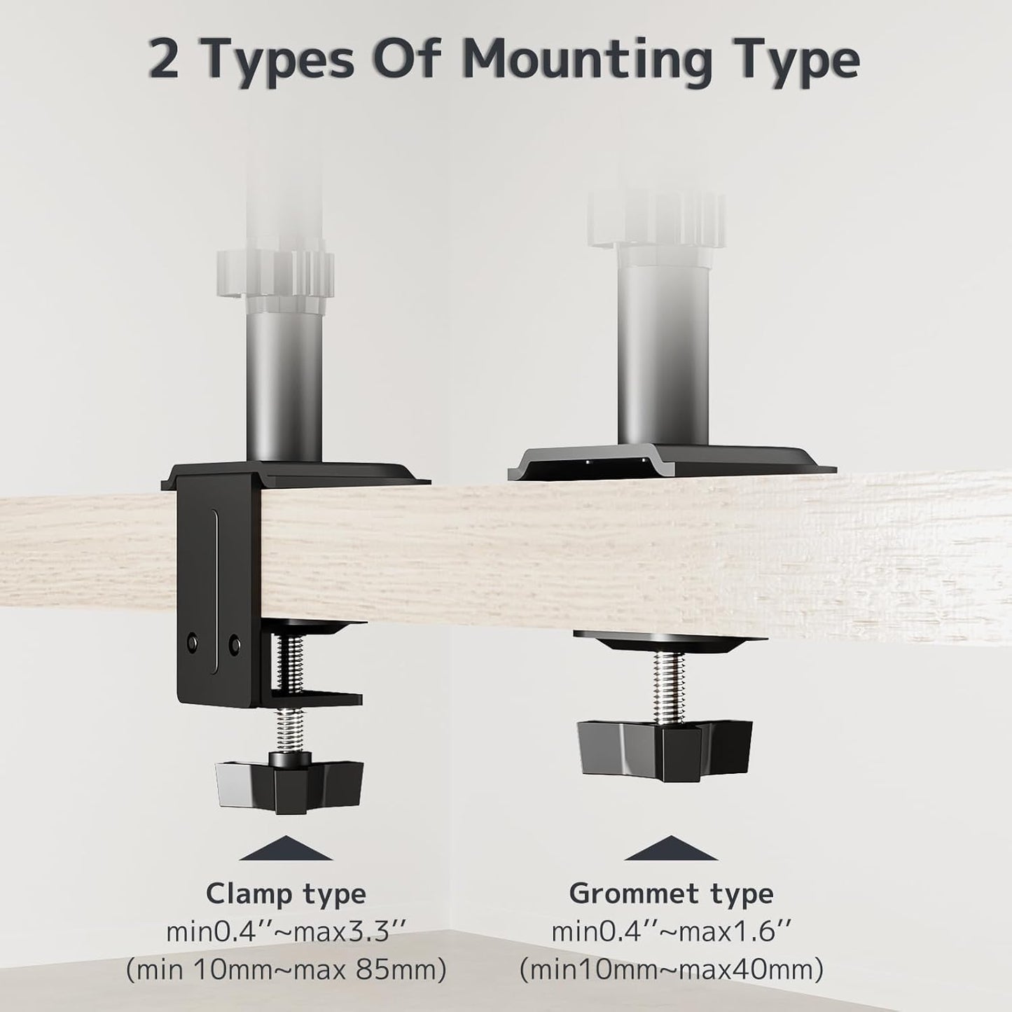 WORLDLIFT 2-Section 31.6 inches Grommet Steel Extra Tall Monitor Stand Pole - Sturdy Center Pole Only for Monitor Arm
