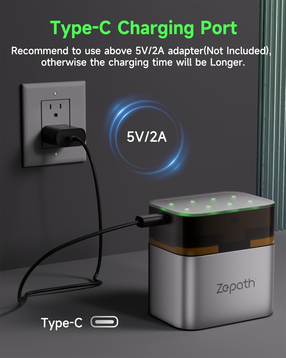 Zepath Charger,8 1.5V 1.2V AA AAA Battery Bays Individual Rechargeable Battery Charger for Lithium Batteries aa