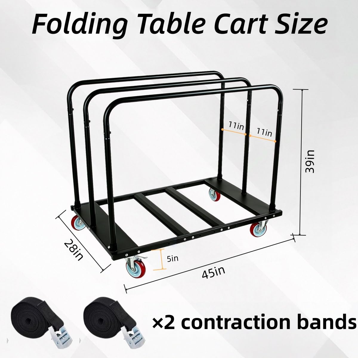 Multi-Purpose Heavy Duty Moving Folding Table Cart, 1800 LBS Load Capacity Drywall Dolly with 5" Swivel Wheels, 10-Table Capacity for Party, Event, Hotel, Warehouse & Furniture, Factory