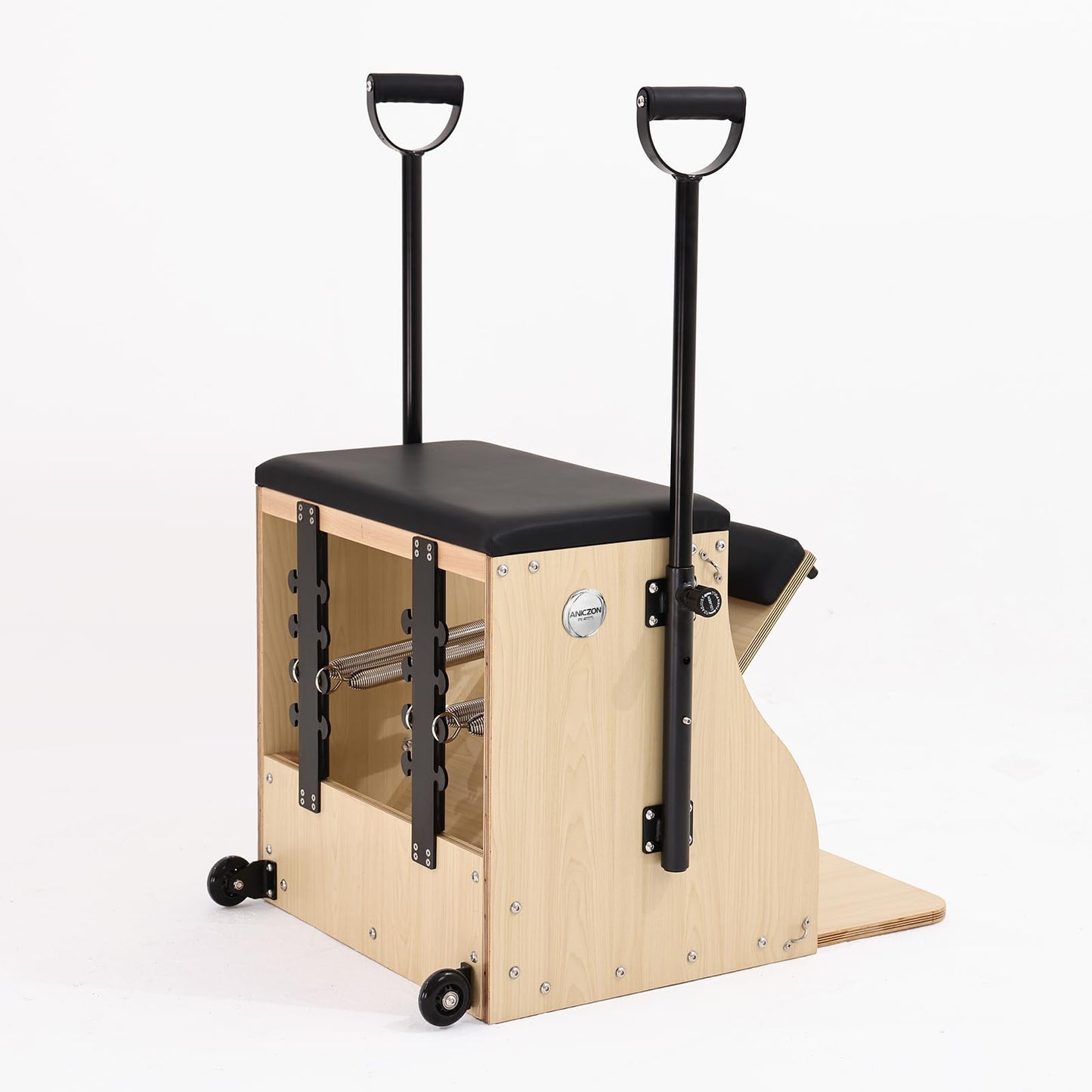 Pilates Chair, Split-Pedal Stability Pilates Combo Chair with Handles,Resistance Bands Chair Pilates Reformer Machine,Yoga Fitness Trainer,Pilates Equipment for Home Studio Use (Black)