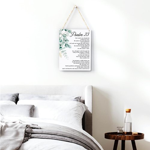 BELLOWDEER Bible Verse Wall Art - Inspirational Psalm 23 Wooden Sign for Home & Office | 8x10 Inches