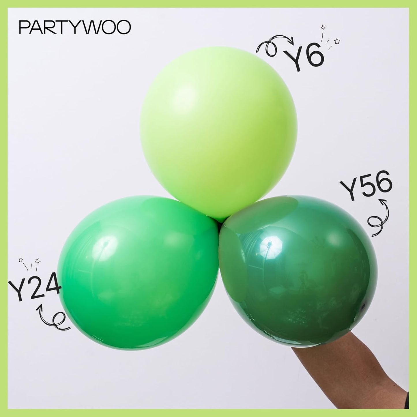 PartyWoo Lime Green Balloons - 127-Piece Neon Latex Balloon Arch Kit for Graduation & Birthday Decor