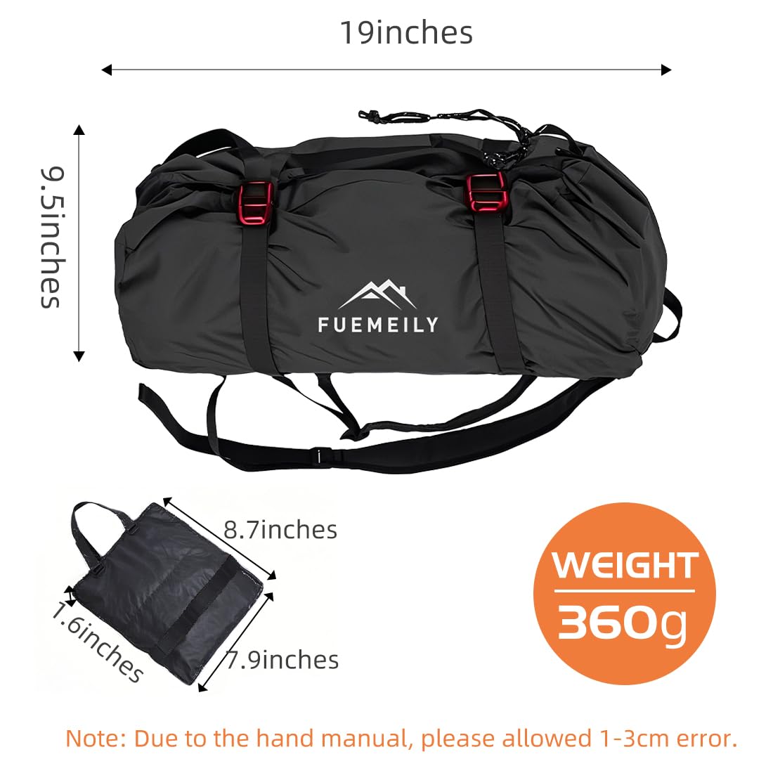FUEMEILY Rock Climbing Rope Bag, Large Capacity Folding Rope Storage Backpack with Ground Sheet, Adjustable Straps Outdoor Climbing Gears Orange