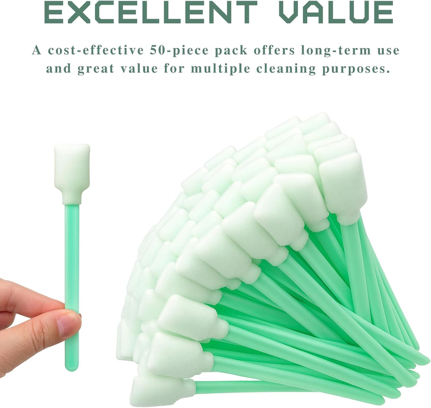 Brvlsoc 50PCS Foam Cleaning Swabs Anti-Static Lint-Free Applicators for Printers, Cameras, Optical Lenses & Electronic