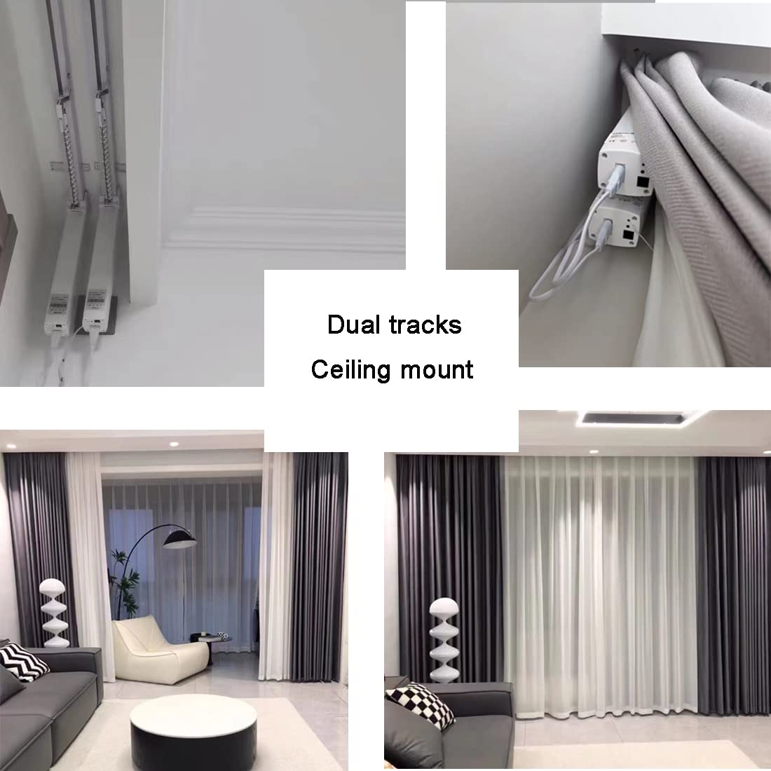 Electric Smart Curtains System, Automatic Curtain Opener, Motorized Curtains Rod with Remote, Compatible with Alexa/Google Home/Tuya App (Up to 86 inches)