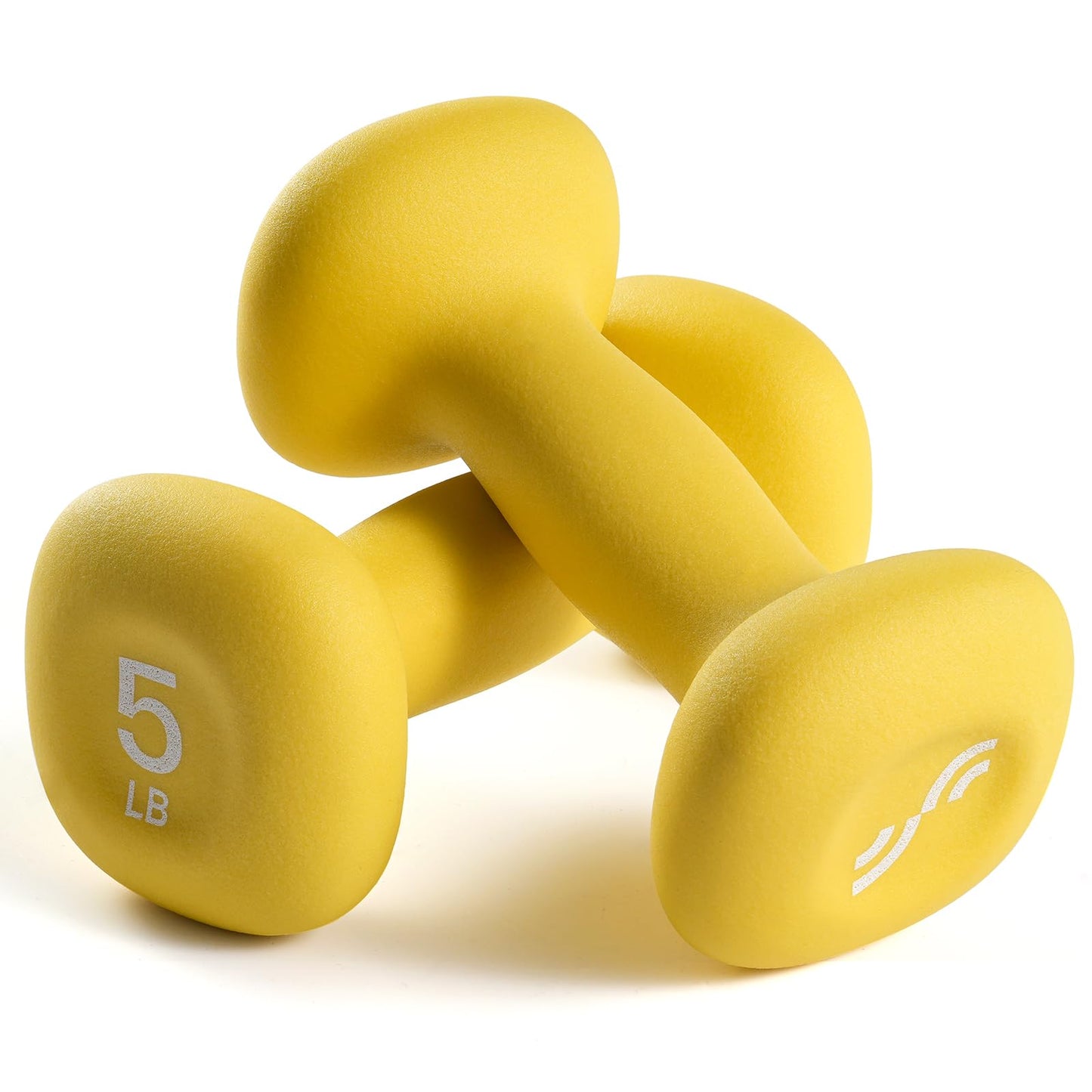 Sportneer Neoprene Dumbbells Set of 2, 2,3, 5, 8, 10lb Hand Weights for Women, Non-Slip Ergonomic Design, Anti-Roll Square Shape at home weights for women (Butter Yellow, 5lb-pair)
