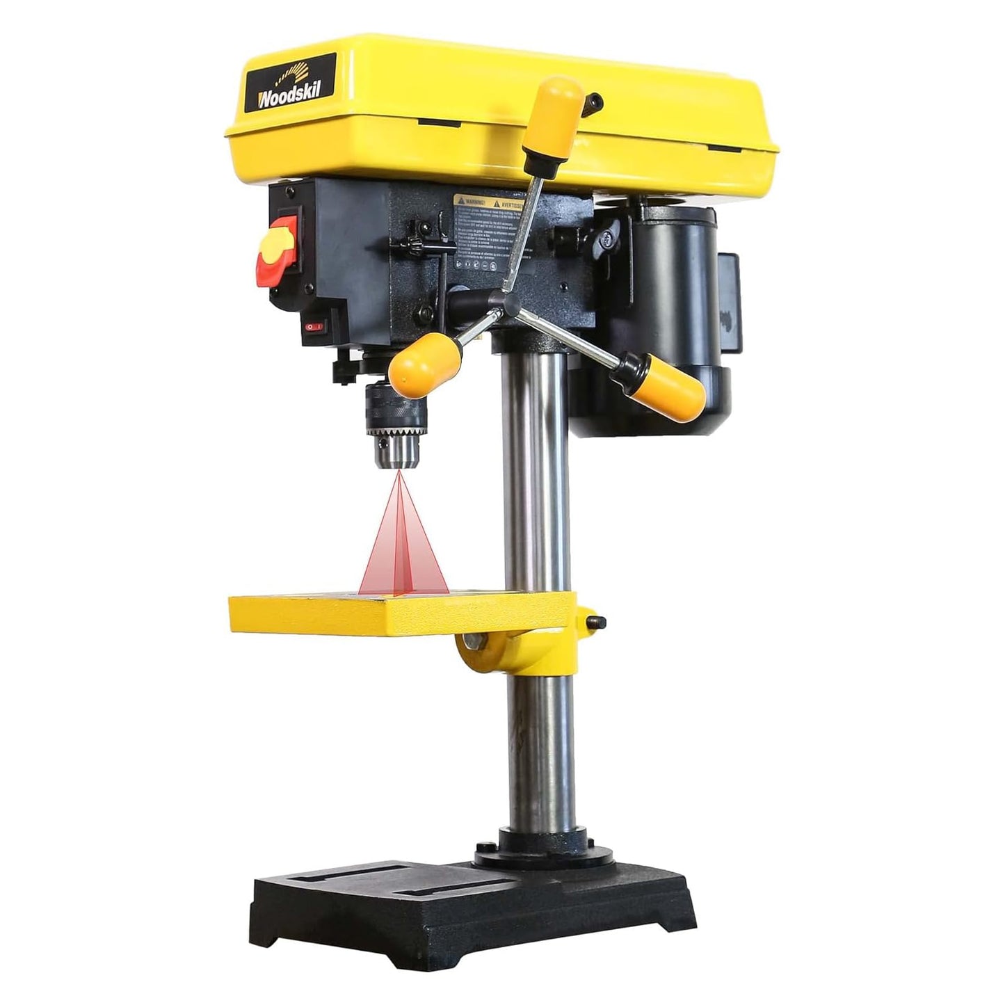 Woodskil 8 Inch Drill Press, 2.3 Amp 5-Speed Bench Drill Press with Laser Guide and Cast Iron Worktable, Bench Top Drilling Machine