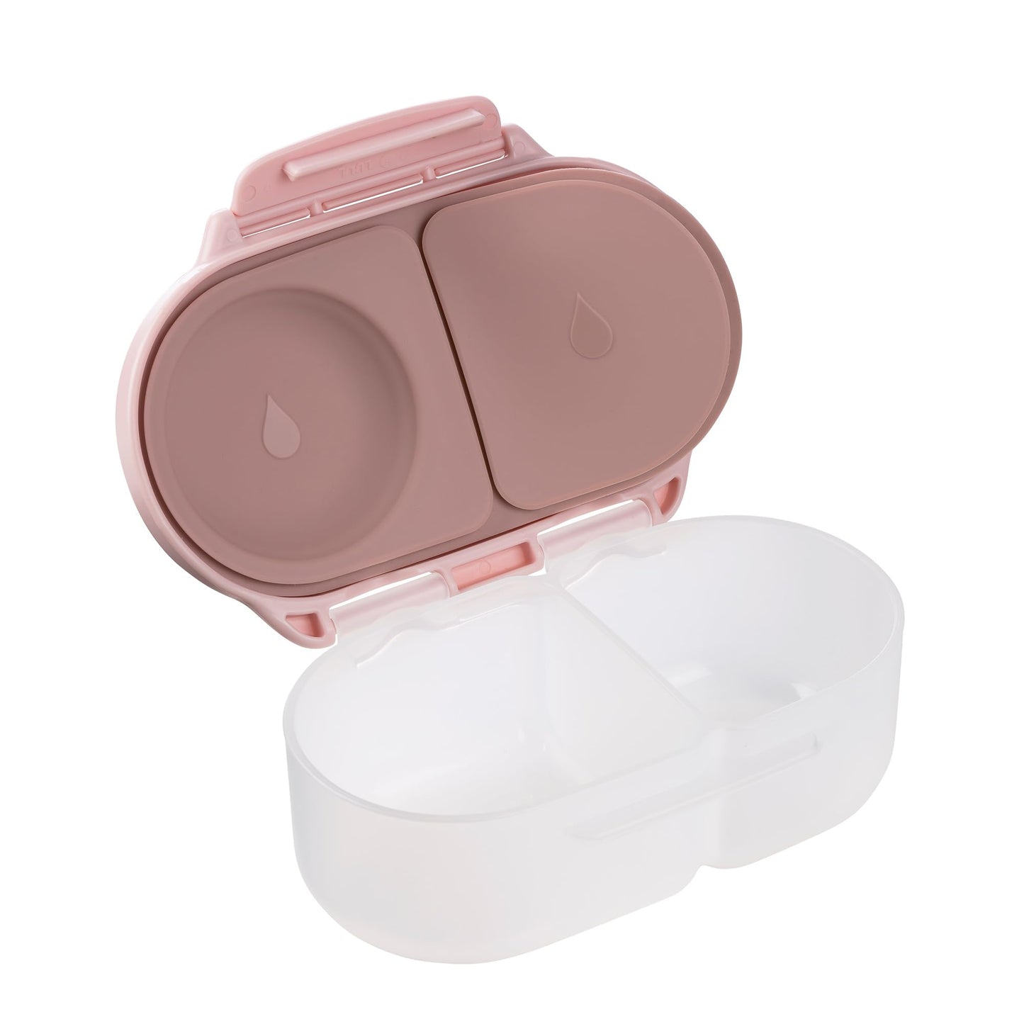b.box Snack Box - Leakproof Mini Bento Box for Kids & Toddlers, 2 Compartment Snack Containers for Kids, Lunch Containers, Dishwasher Safe, BPA Free, PFAS Free, Ages 4m+, 1 3/4 Cup - Blush Crush