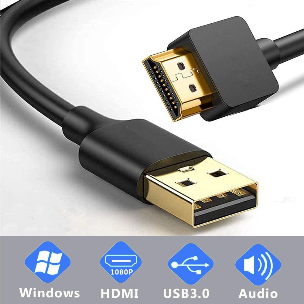 Znoogrn 2M, 6.6FT 1080P Upgraded USB to HDMI Cable USB-A to HDMI Video Adapter for Windows/Mac/iOS Long HDMI Cable