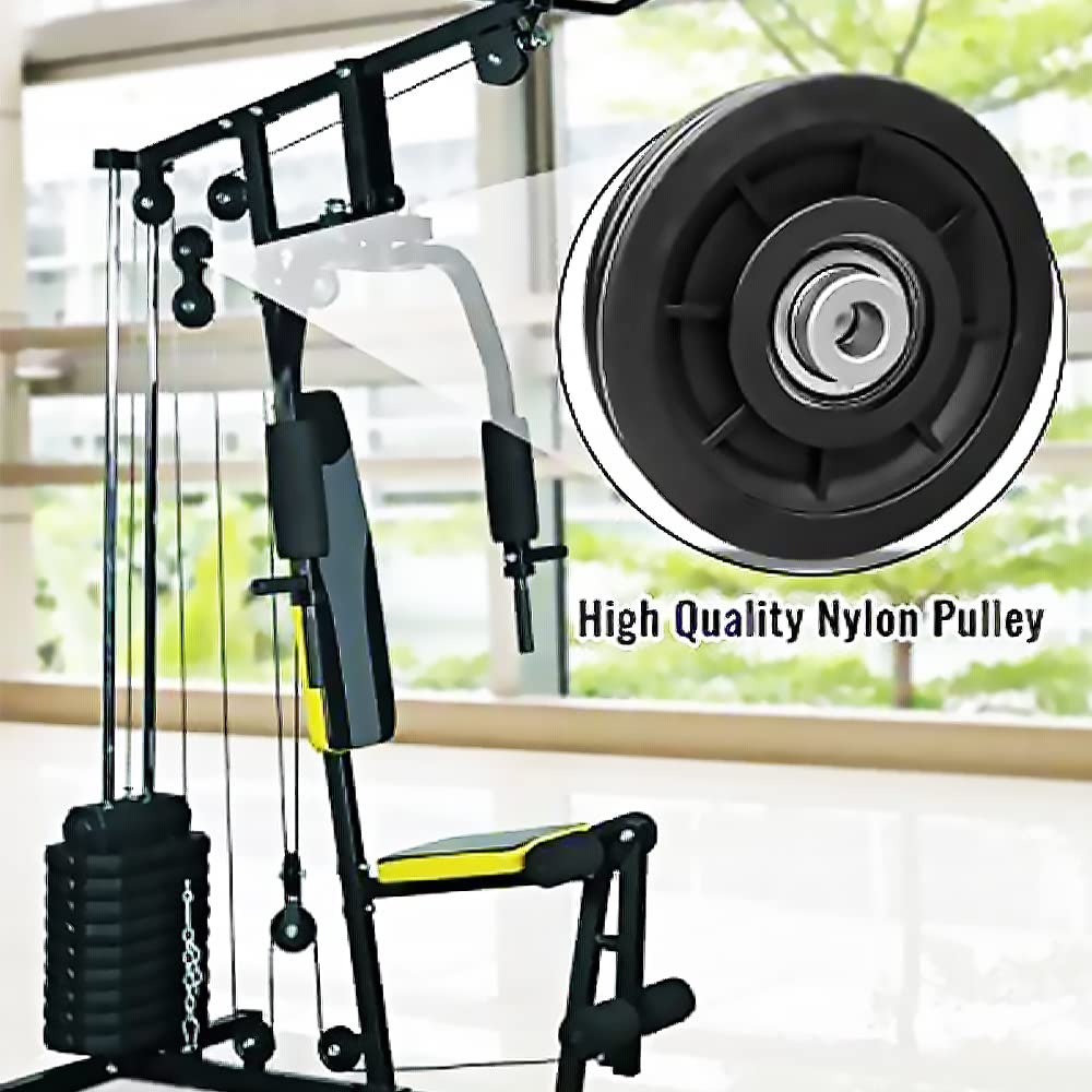 Tempsnow 8Pcs 3.5" Nylon Bearing Pulley Wheel Replacement for Gym Equipment Part Cable Machine Universal Wear-Proof Nylon Pulley System Gym Attachments
