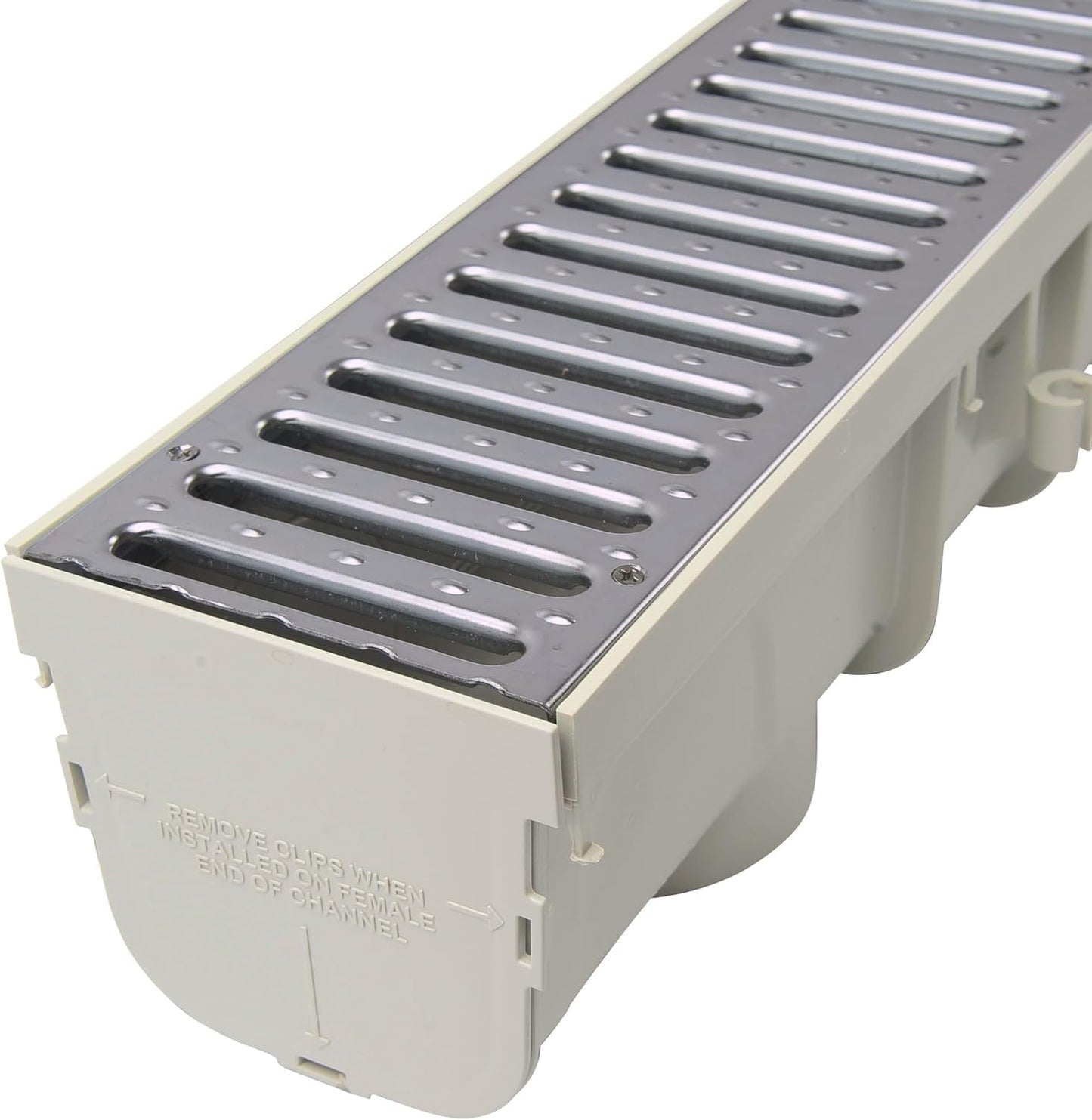 NDS Pro Series Channel Drain Kit, 5-1/2 in. X 39-3/8 in. Deep Profile Channel, Galv. Steel Grates, End Caps/Outlet, 5 in.