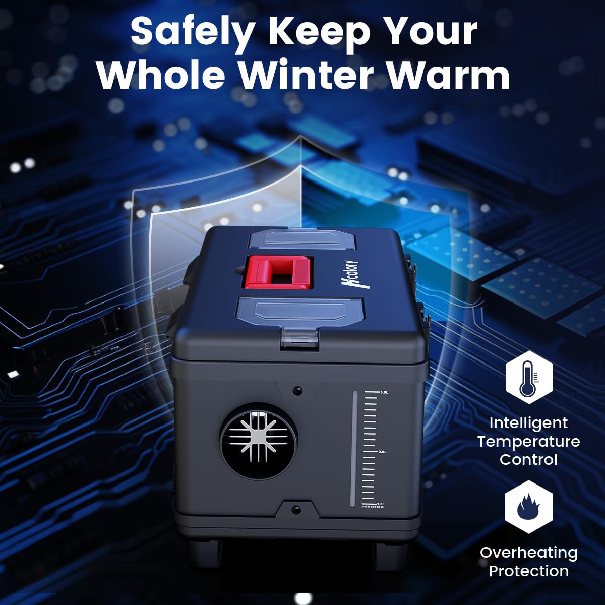 HCALORY 8KW Diesel Air Heater All-in-one 110V AC & 12V DC Support with Altitude Mode 5L Fuel Tank Portable Parking Heater Bluetooth APP Control Heating for Car Truck Boat RV Campers