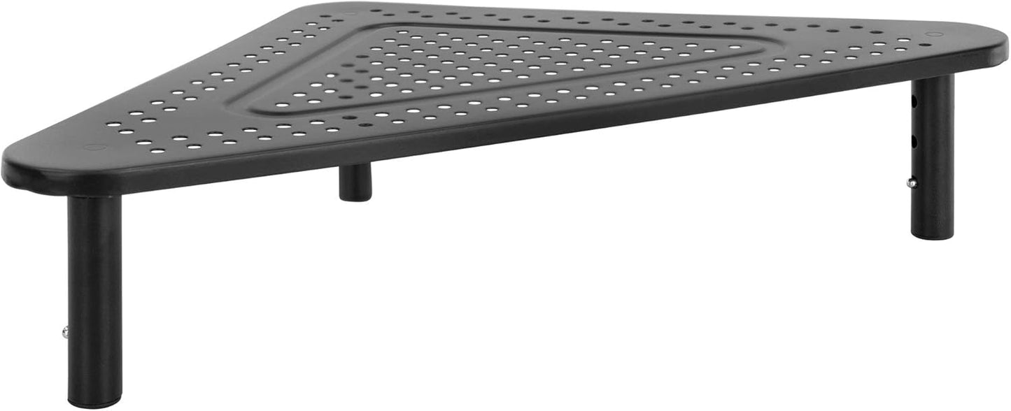 Corner Monitor Stand | Adjustable Height Corner Desk Shelf | Triangle Screen Riser, Ergonomic Space Saving Design