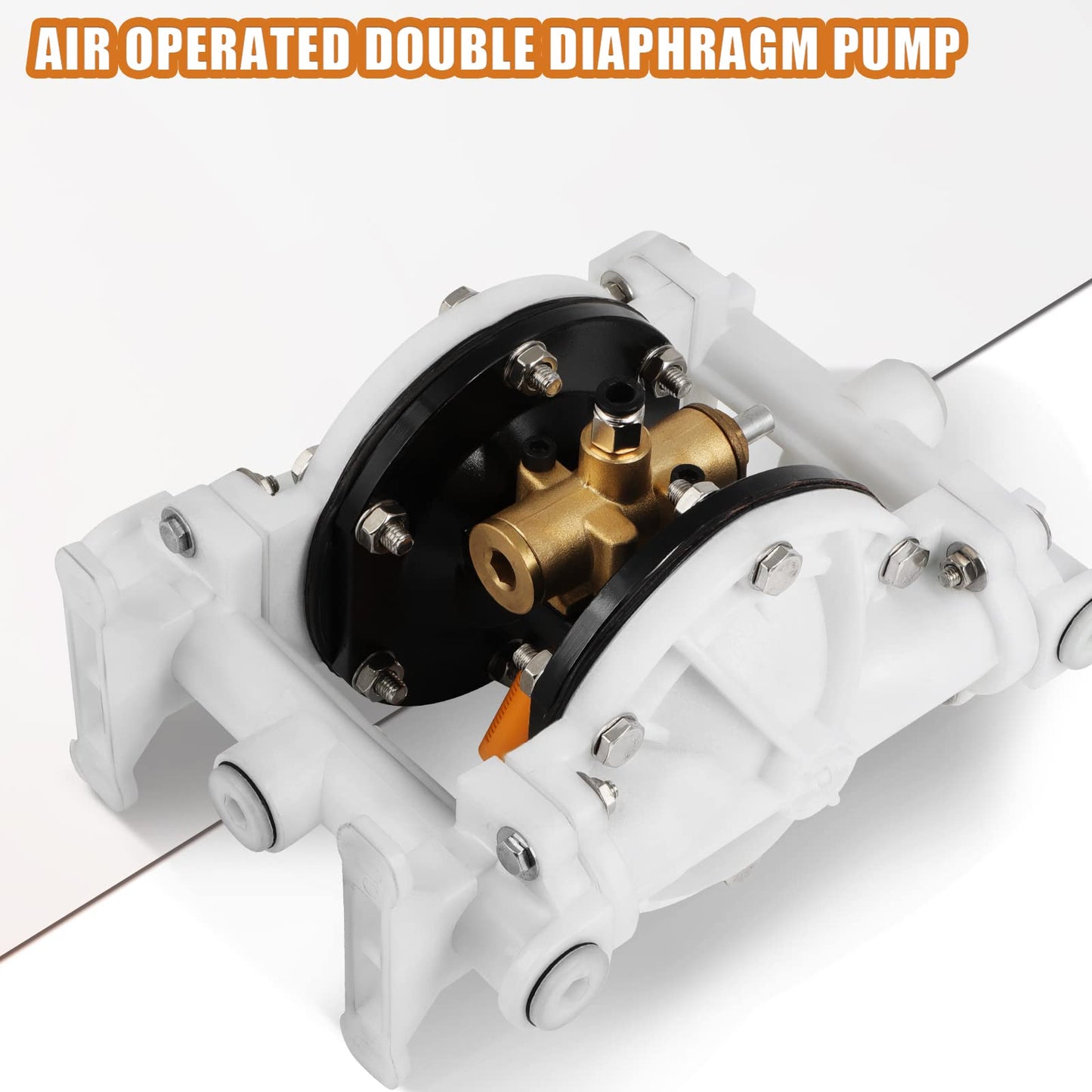 GCCSJ Air Operated Heavy Duty Double Diaphragm Transfer Pump 1/2" Inlet and Outlet, 13GPM, 100 PSI Max, Polypropylene Nitrile Rubber Stainless Steel Plastic Air Operated Waste Oil Transfer Pump