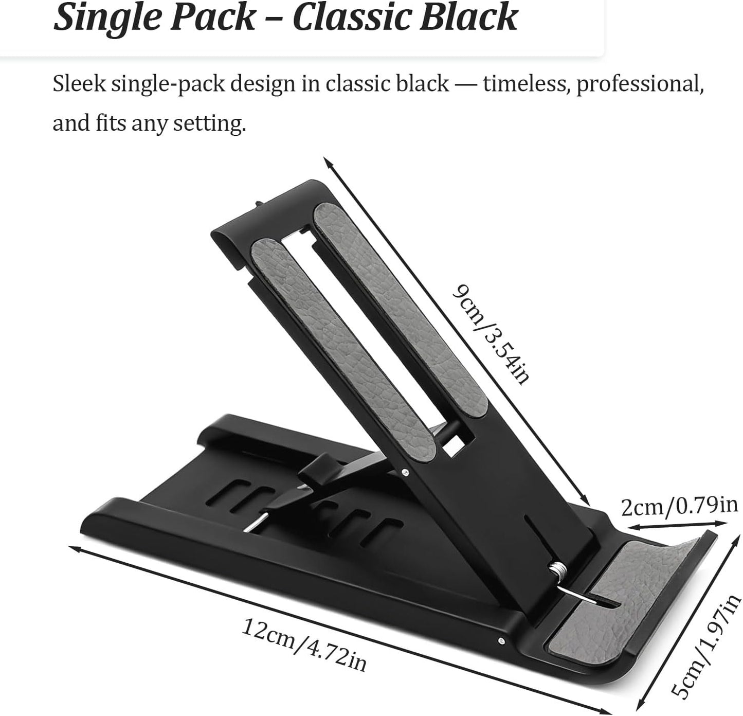 Attkryy Compact Adjustable Foldable Phone Stand for Desk - Black, Mini Mobile Holder for iPhone, Kindle