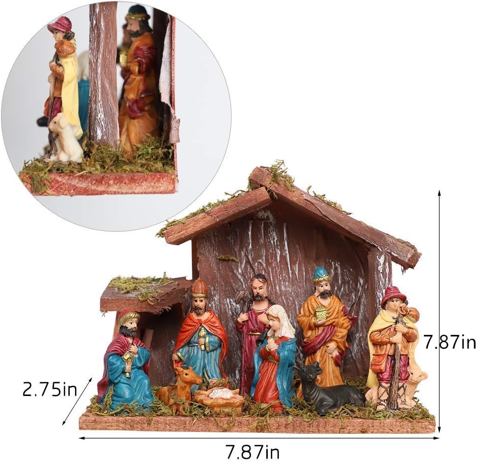 Regine Switzerland Christmas Nativity Figurine - Exquisite Nativity Scene Statue with Wooden Stable