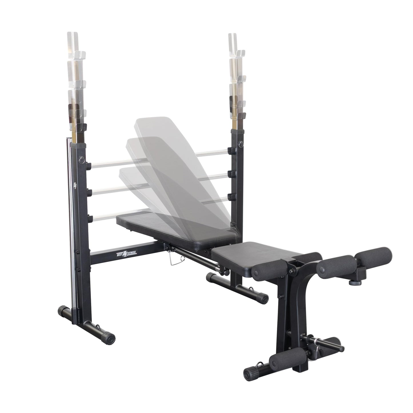 Best Fitness by Body-Solid Olympic Bench, Adjustable Weight Bench with Leg Developer and Folding Storage Fits 6' and 7' Barbells, Home and Commercial Gym Equipment, Midnight Black