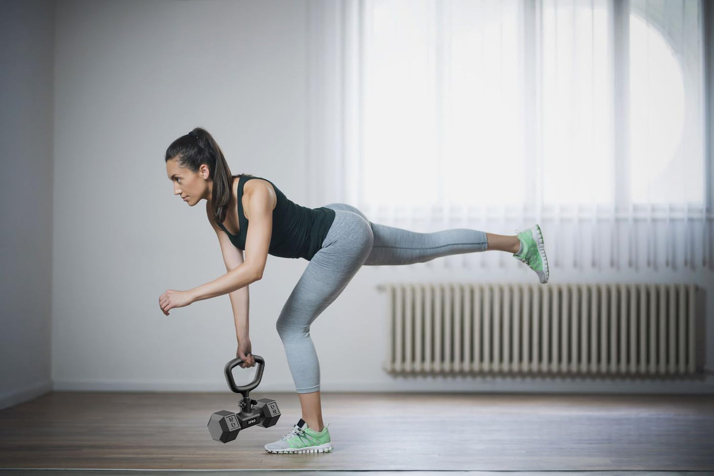 Convert Dumbbells into Kettlebell by SEWD – Adjustable Weights & Up to 220LB Capacity Kettlebell Handle for Weight Lifting, 90-Degree Rotating Handle, Compatible with Dumbbells (max 1.5" handle diameter, min 4.5" handle length）