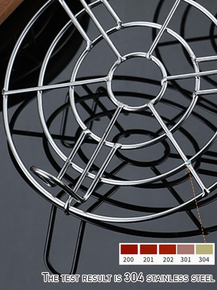 Turbokey Stainless Steel Rack Cross Wire Cooling Racks with Legs Dia 7.9" Steaming Cooling and Baking Barbecue Rack Fit for Air Fryer Instant Pot Pressure Cooker Canning (Height 1.8",7.9"/20cm)