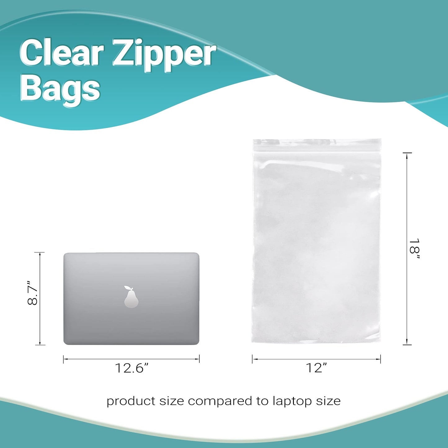 APQ Supply Jumbo Zipper Bags 12 x 18, Clear Poly Bags with Single Track Seal, 2 Mil Thickness, Pack of 1000, Large Plastic Bag for Packing Storing and Food Service