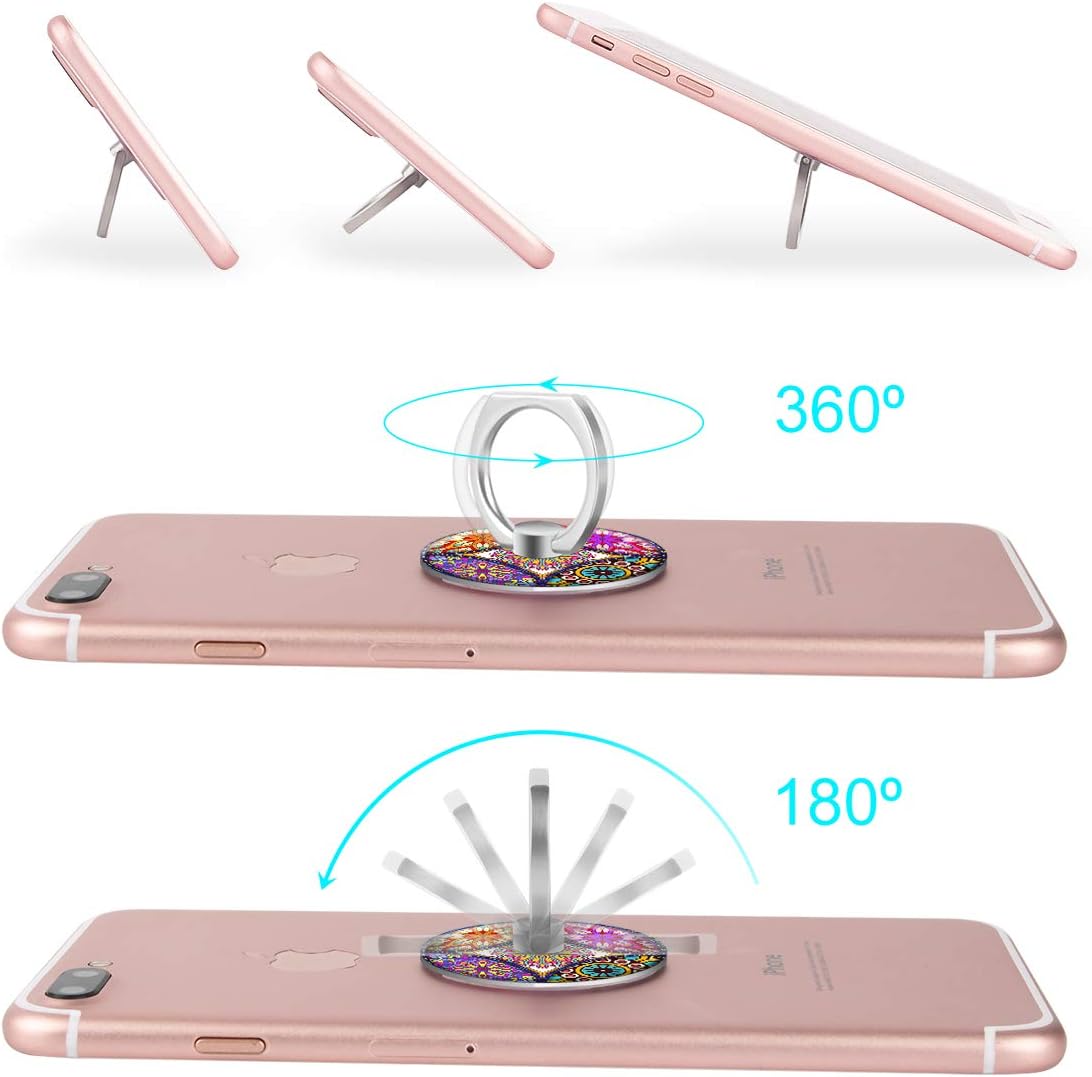 Bonoma 3 Pack 360 Cell Phone Ring Holder Stand, Colorful Mandala Rotation Universal Smartphone Ring Grip Stand