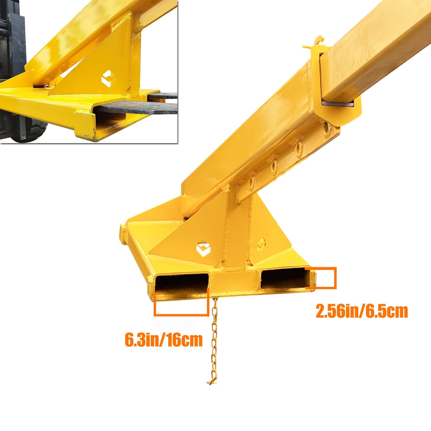 TECHTONGDA Adjustable Forklift Jib Boom Crane Forklift Mobile Crane, Fork Mounted Telescoping Crane Jib Boom for Warehouse or Factories, Adjustable Boom 63"-98", 4400 LB/ 2T Capacity