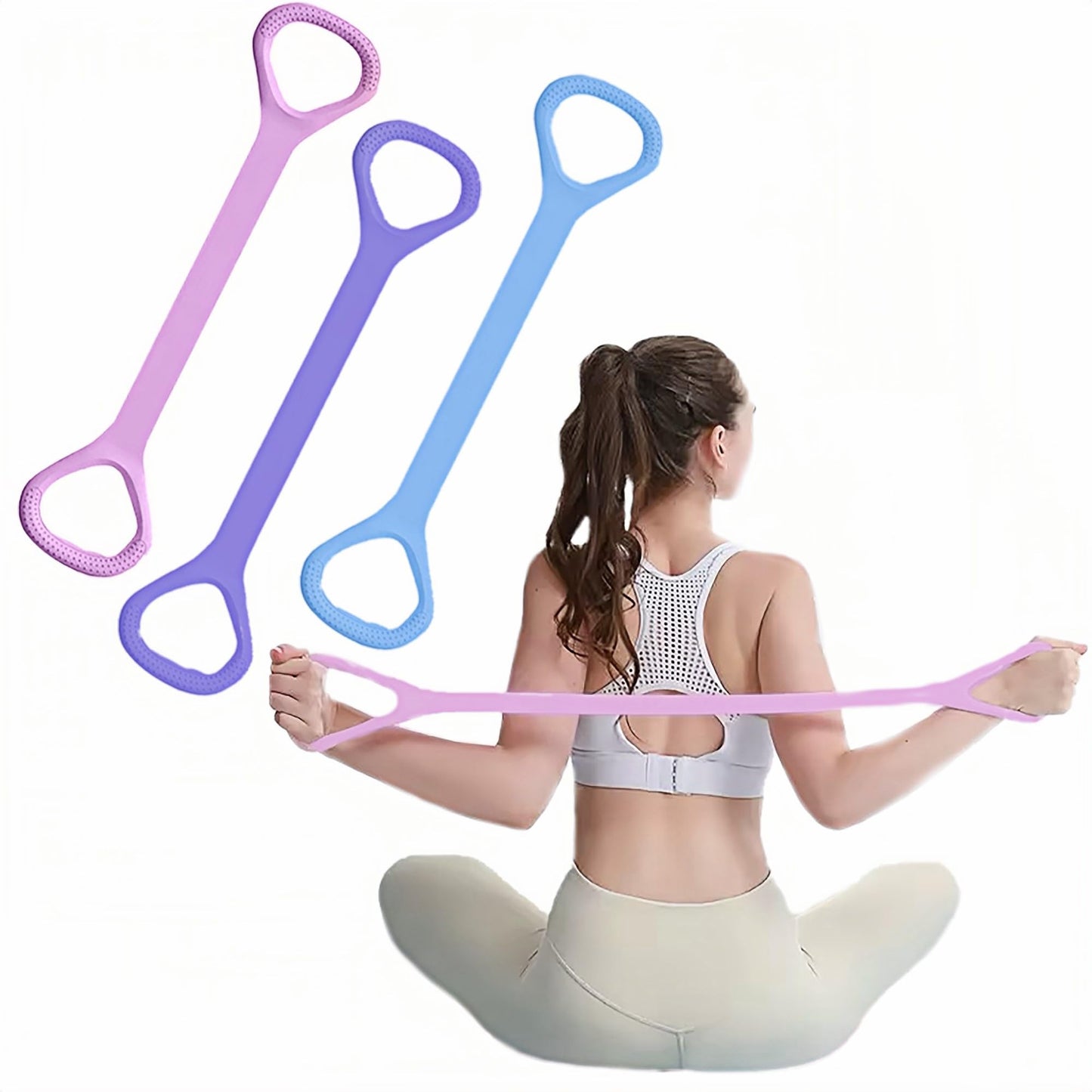 Nzwnxdtq Figure 8 Resistance Band with Handles, Elastic Bands for Working Out,Arm,Back,Shoulder Training Elastic Ropes,Exercise Equipment for Yoga, Pilates,Physical Therapy Stretching(3 Color)