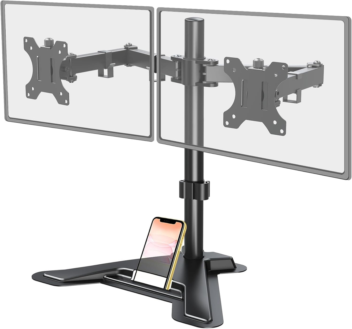 MOUNT PRO 2 27 inches,17.6lbs 75x75 100x100, Dual Monitor Stand, Free-Standing Full Motion Monitor Desk Mount Fits